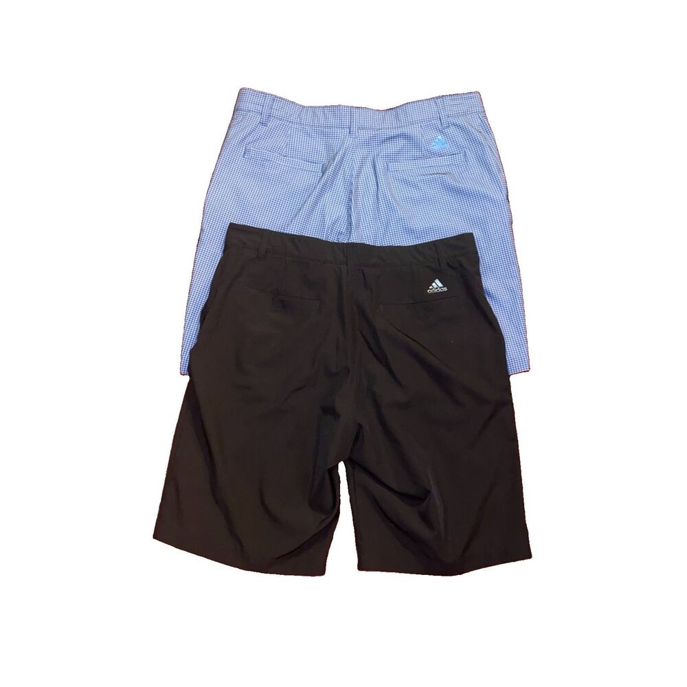 2PC Lot Of 2 Adidas Golf Performance Shorts Blue Black Plaid Men’s Size 34